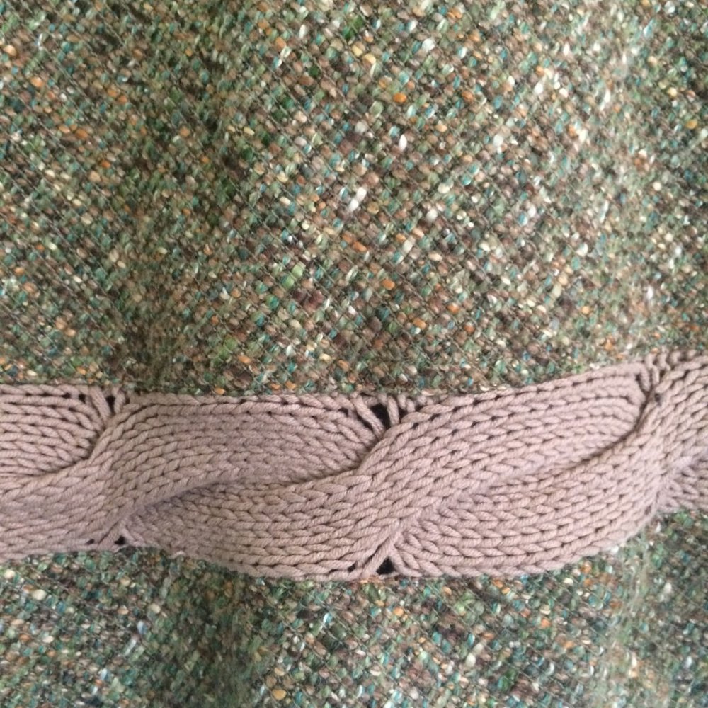 Cynthia Steffe green tweed full skirt w knit panel - Picture 6 of 8